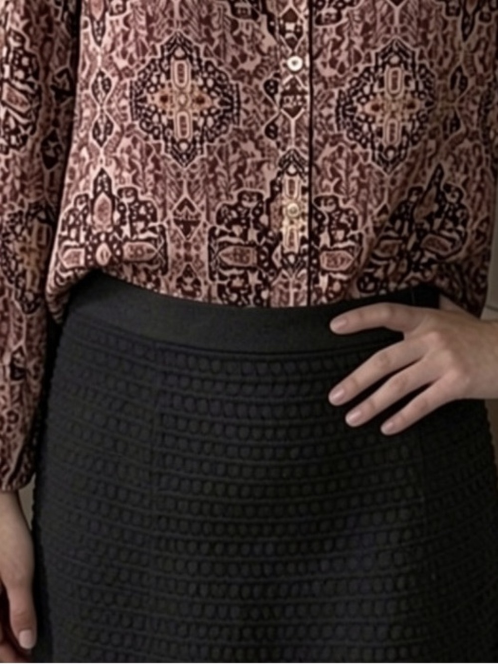 🤎 5 for $20! Designer Theory Black Textured A-Line Skirt - Women's Classic